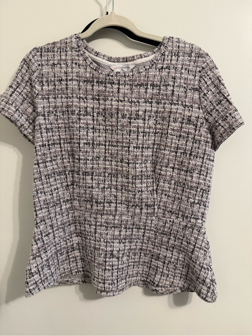 Liz Claiborne Black and White Tweed Short-Sleeve Top
